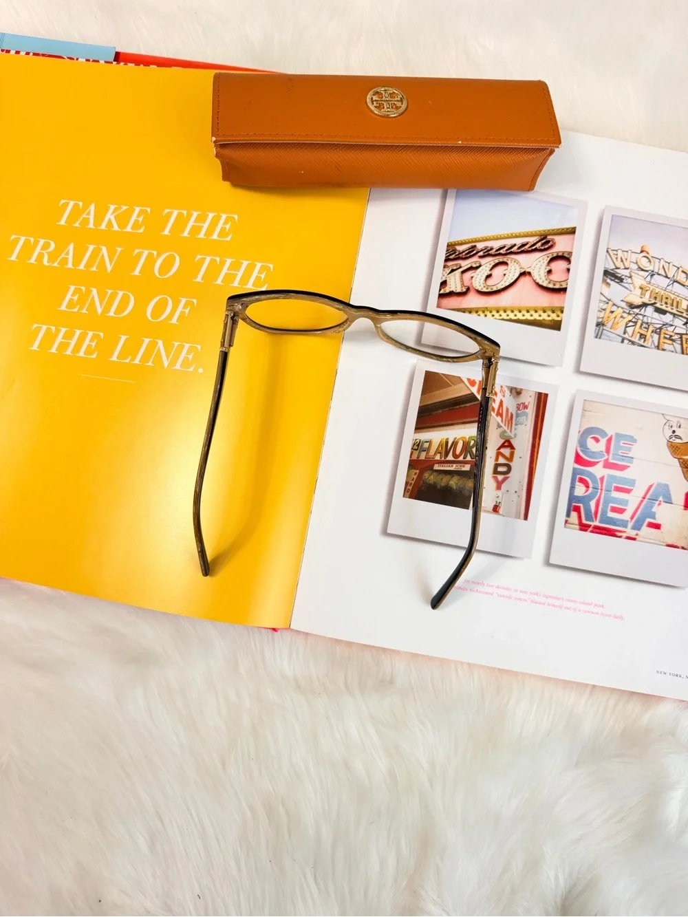 Tory Burch Cat-Eye Glasses in Brown with Cream Temples